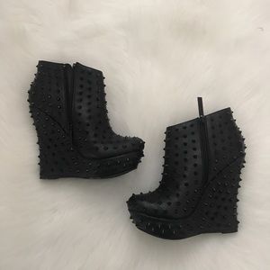 Posh Black Spiked Wedge Bootie